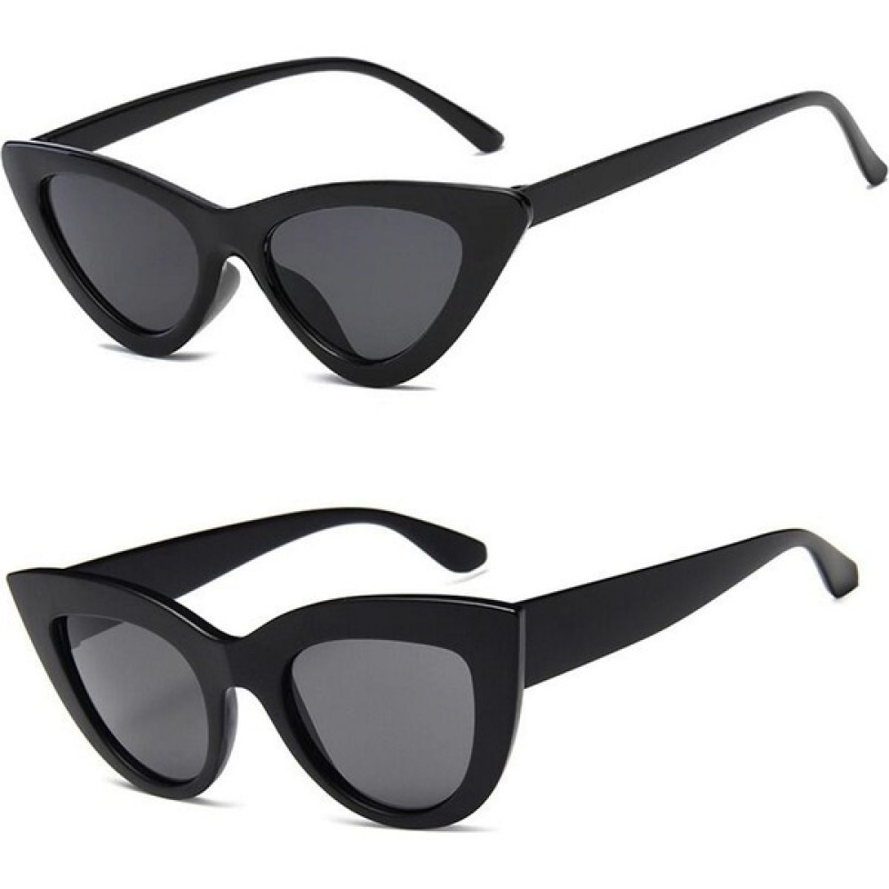 Mobgift 2'li Cat Eye Retro Güneş Gözlüğü (Siyah) - Cat Eye Oval Güneş Gözlüğü (Siyah) - Siyah Kadın Güneş Gözlükleri Fiyatı