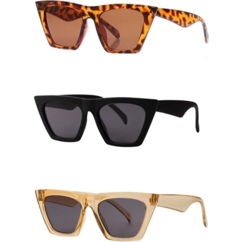 Mobgift 3'lü Cat Eye Dörtgen Güneş Gözlüğü (Leopar - Siyah - Şeffaf Konyak) - Leopar - Siyah - Şeffaf Konyak Güneş Gözlükleri Fiyatı