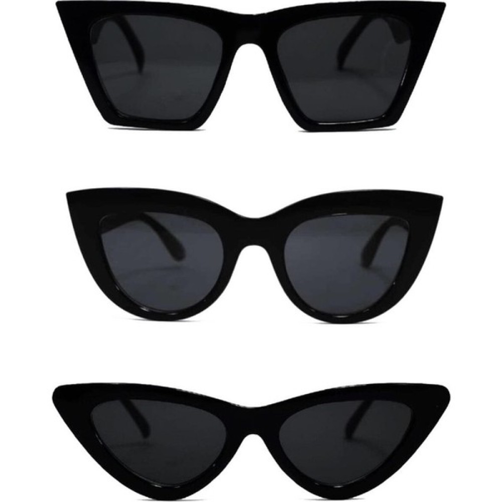 Mobgift 3'lü Cat Eye Dörtgen Güneş Gözlüğü (Siyah) - Cat Eye Oval Güneş Gözlüğü (Siyah) - Cat Eye Retro Güneş Gözlüğü (Siyah) - Siyah Kadın Güneş Gözlükleri Fiyatı
