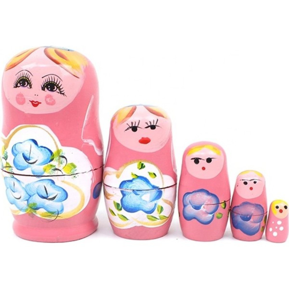 Mobgift 5’li Matruşka Bebek Ahşap Pembe Biblo Fiyatı