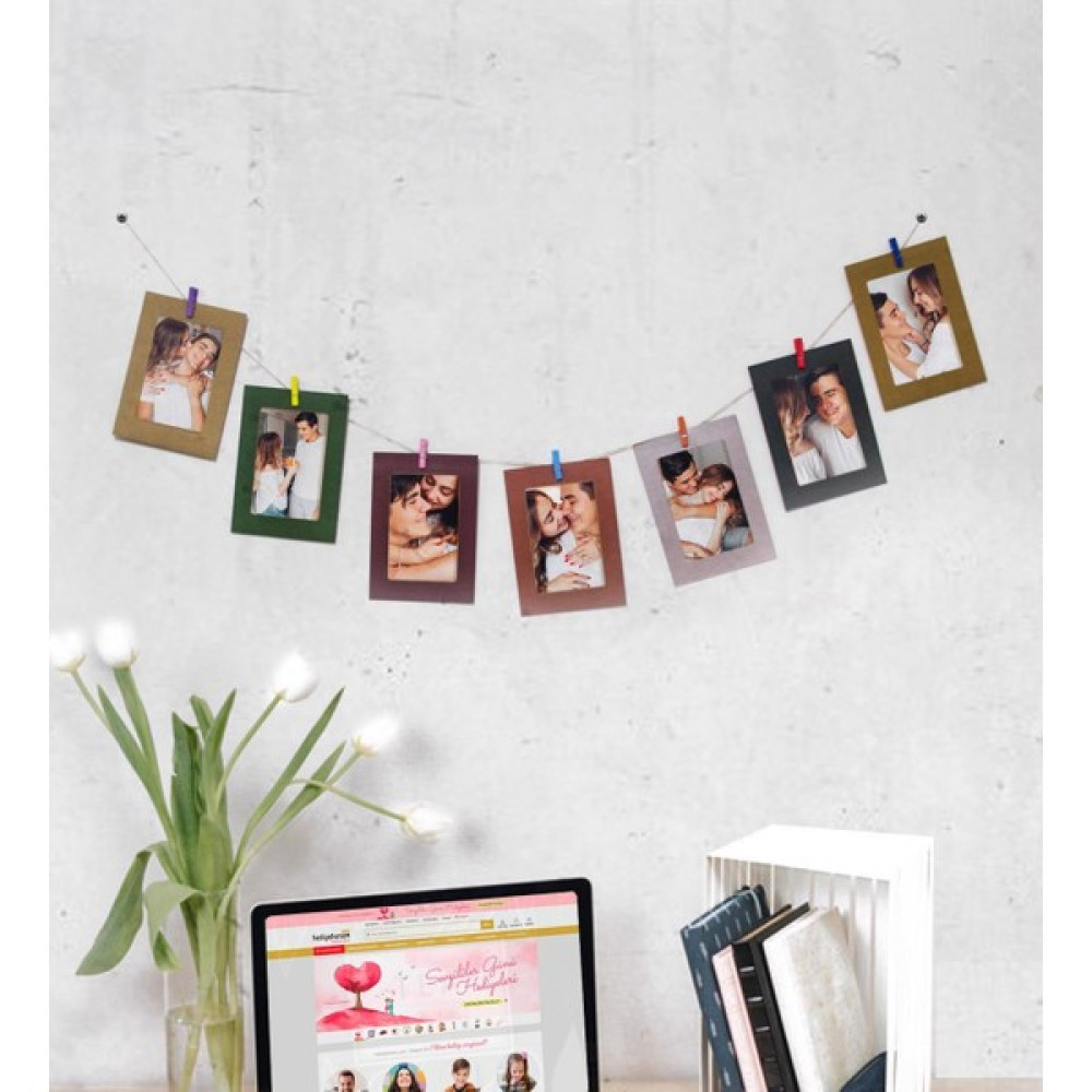 Mobgift 7’li Ipli Mandallı Karton Fotoğraf Çerçevesi (Renkli) - Renkli - 8 x 13 Resim & Fotoğraf Çerçevesi Fiyatı