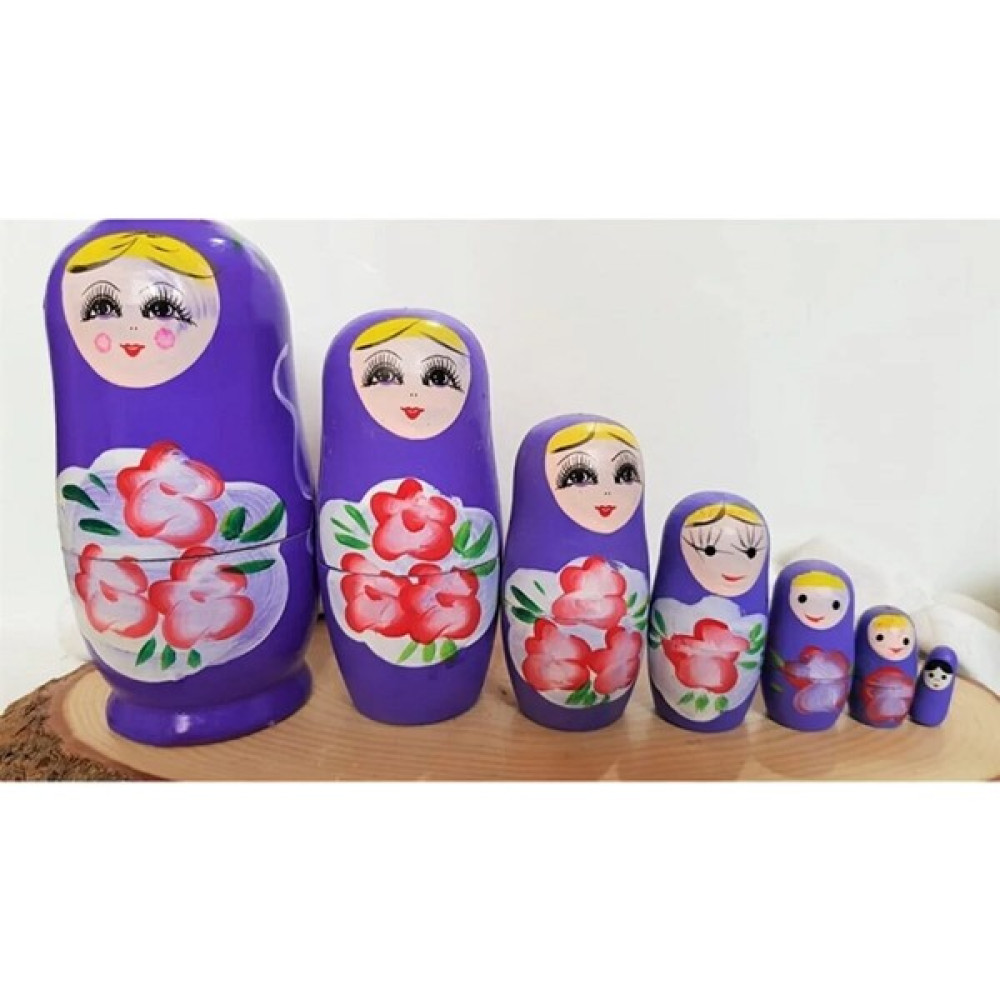 Mobgift Ahşap 7’li Matruşka Bebek - Mor Biblo Fiyatı