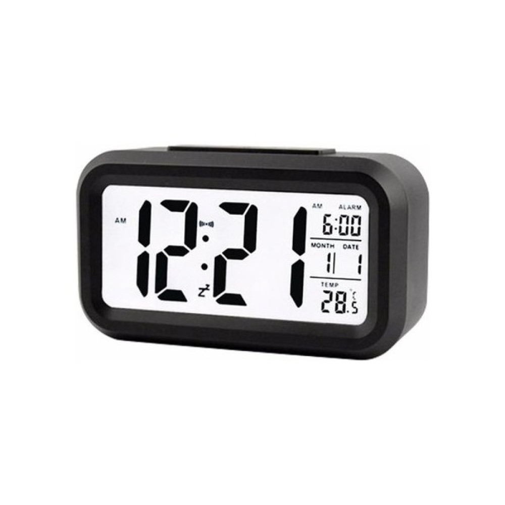 Mobgift Dijital LCD Sensörlü Termometreli Işıklı Çalar Saat (Siyah) - Siyah Masa Saati Fiyatı