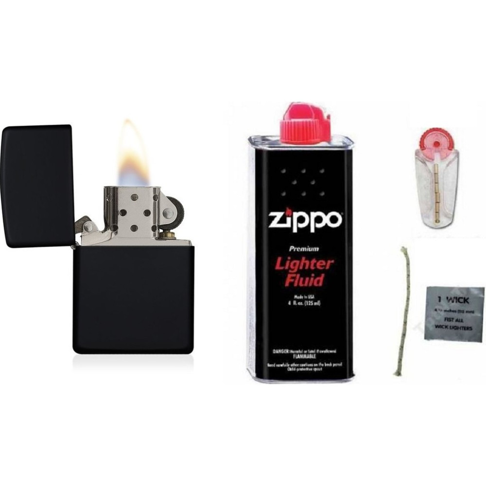 Mobgift Zippo 4’lü Set Çakmak Benzinli (Siyah) + Benzin + Taş + Fitil - Siyah Çakmak Fiyatı