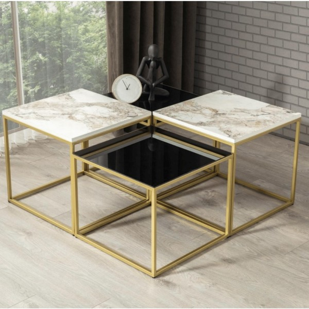 Mobi Evim Napoli Gold Metal Ayaklı,füme Aynalı Orta Sehpa Orta Sehpa Fiyatı
