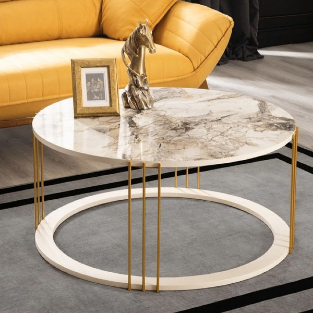 Mobi Evim Roma Gold Metal Ayaklı,mermer Desenli Mdf'li Orta Sehpa Orta Sehpa Fiyatı