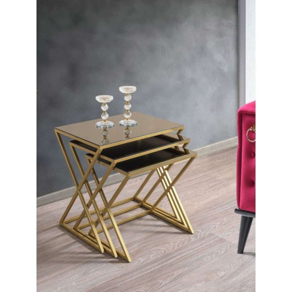 Mobi Evim Venedik Gold Metal Ayaklı, Bronz Aynalı Zigon Sehpa Zigon Sehpa Fiyatı