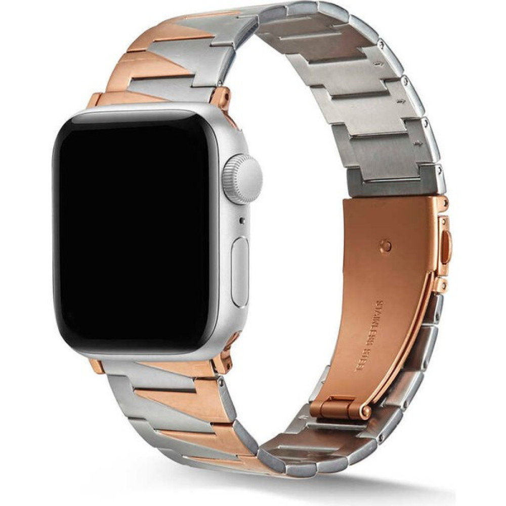 Mobicas Apple Watch 3 4 5 6 7 8 9 Se Uyumlu 38-40-41MM Üçgen Parçalı Tasarım Metal Kordon-48 Gümüş-Rose Gold - 38-40-41 mm Uyumlu - Gümüş - Rose Gold Giyilebilir Teknoloji Aksesuarları Fiyatı