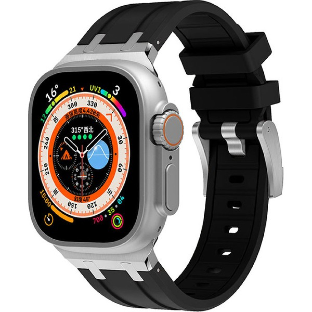 Mobicas Apple Watch Ultra (49MM) Için Metal Toka Tasarımlı Silikon Kordon-89 Siyah - 49mm Giyilebilir Teknoloji Aksesuarları Fiyatı