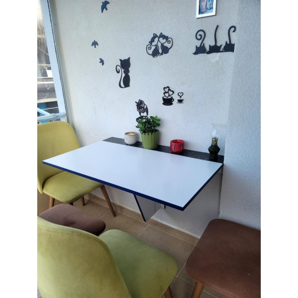 MobikaBS Açılır Kapanır Duvara Monte Raf Masa-Mutfak ve Balkon 100X65 - Beyaz Yemek & Mutfak Masası Fiyatı