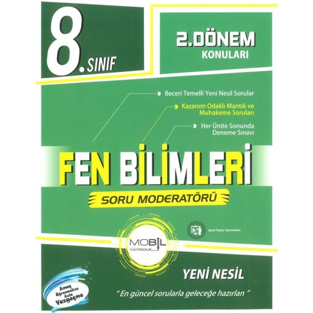 Mobil 8. Sınıf Fen Bilimleri 2. Dönem Konuları Soru Moderatörü Kaynak Kitapları Fiyatı