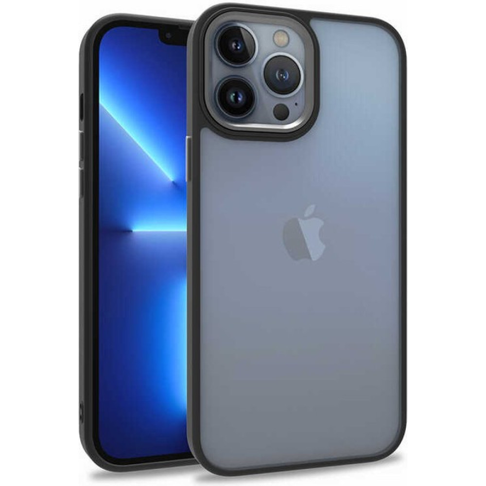 Mobilaks Apple iPhone 13 Pro Max Kılıf Şeffaf Kenar Çizgili Buton ve Kamera Lens Çerçeve Korumalı Sert Pc Silikon - Siyah Cep Telefonu Kılıfı Fiyatı