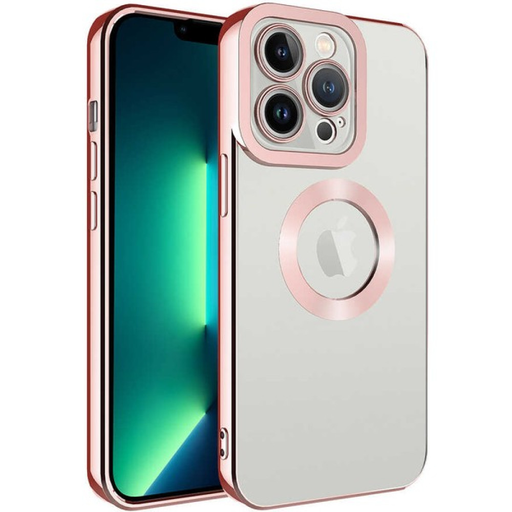 Mobilaks Apple iPhone 14 Pro Max Kılıf Şeffaf Pürüzsüz Elma Logolu Kamera Korumalı Tpu Sert Silikon - Rose Gold Cep Telefonu Kılıfı Fiyatı