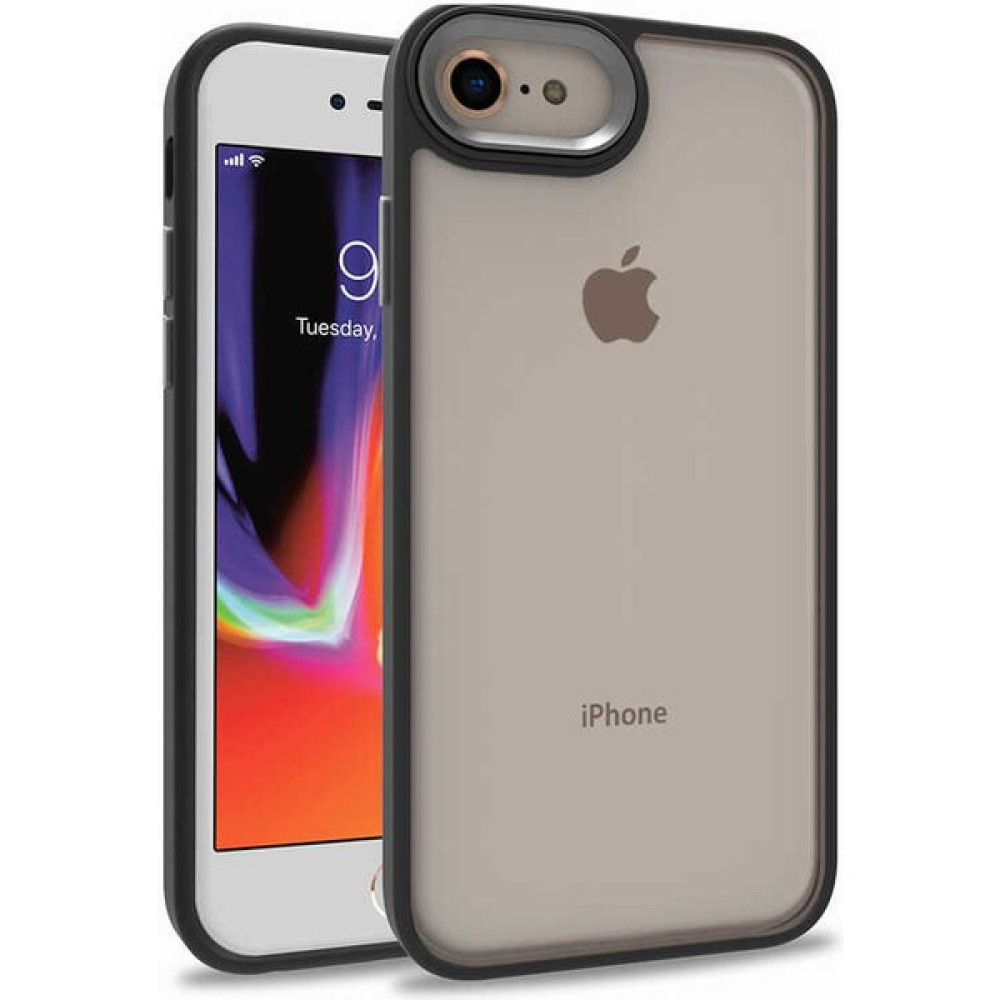 Mobilaks Apple iPhone Se 2020 Kılıf Şeffaf Kenar Çizgili Buton ve Kamera Lens Çerçeve Korumalı Sert Pc Silikon - Siyah Cep Telefonu Kılıfı Fiyatı