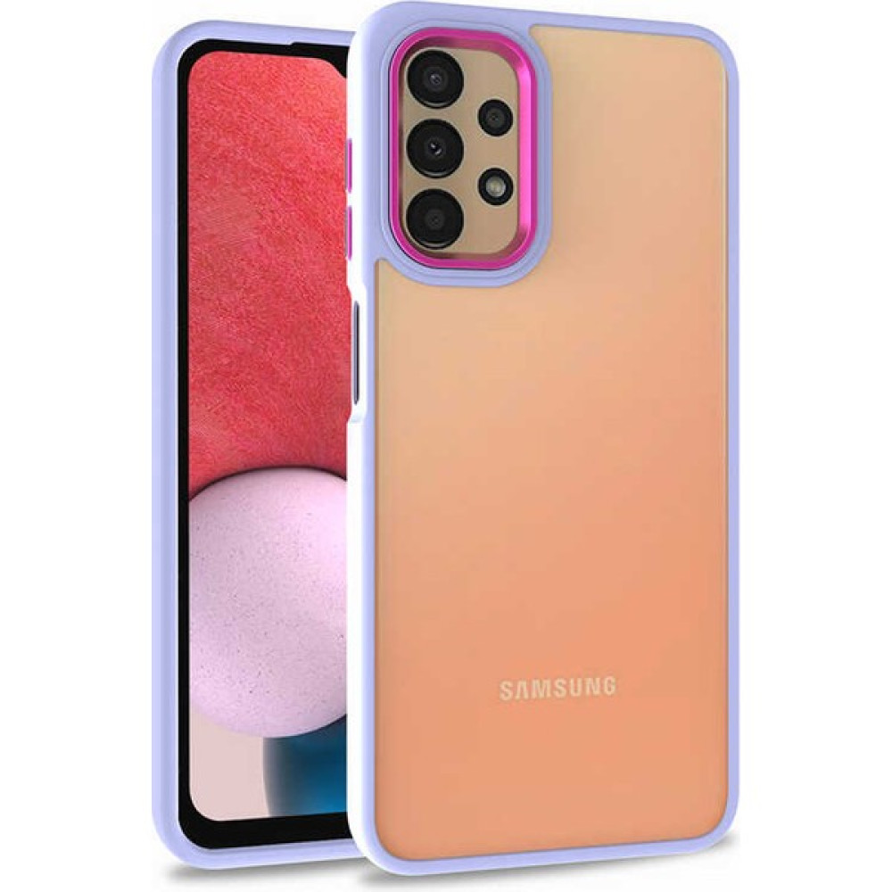 Mobilaks Samsung Galaxy A32 4g Kılıf Şeffaf Kenar Çizgili Buton ve Kamera Lens Çerçeve Korumalı Sert Pc Silikon - Lila Cep Telefonu Kılıfı Fiyatı