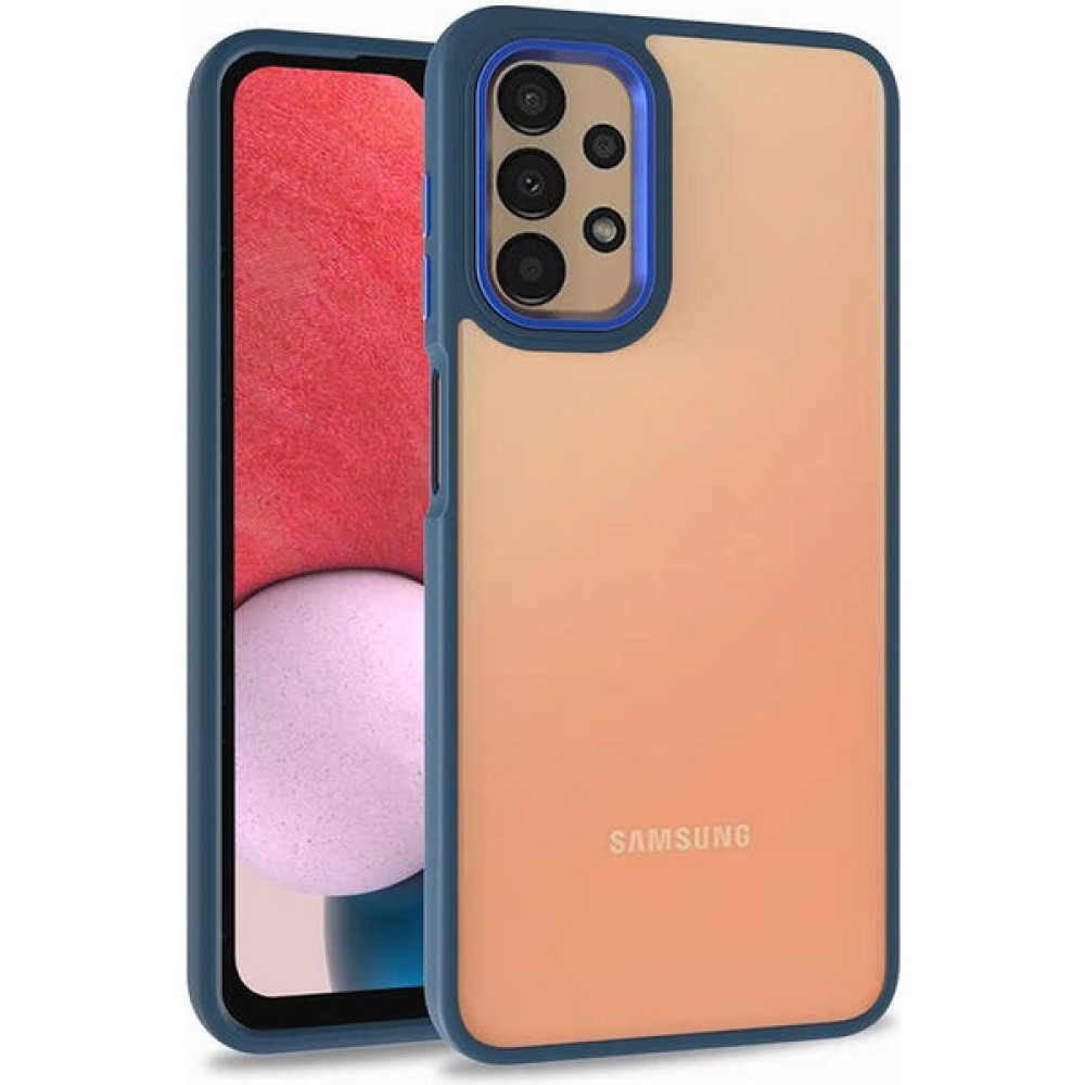 Mobilaks Samsung Galaxy A32 4g Kılıf Şeffaf Kenar Çizgili Buton ve Kamera Lens Çerçeve Korumalı Sert Pc Silikon - Mavi Cep Telefonu Kılıfı Fiyatı