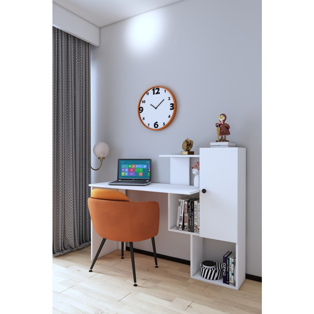 mobilanka Newton Kitaplıklı Çalışma Masası Beyaz Çalışma Masası Fiyatı