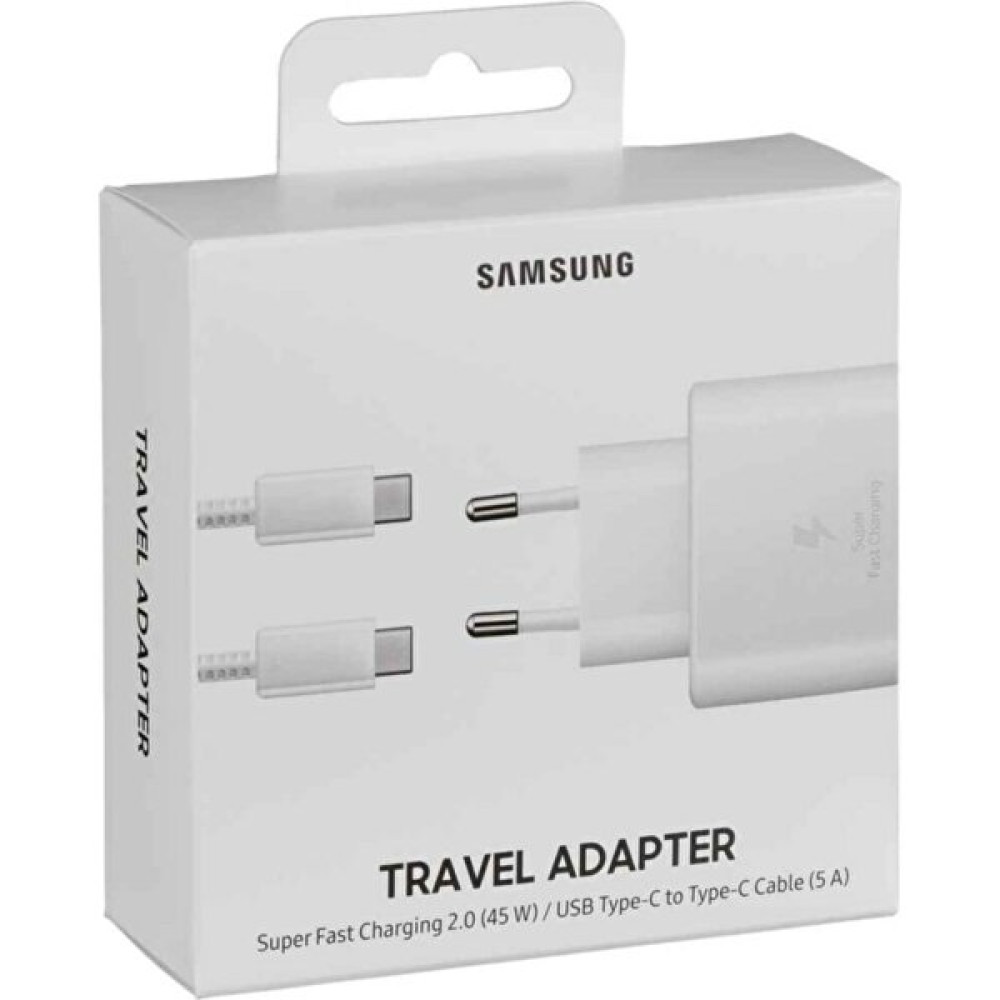 MobileGaraj Samsung Galaxy A20, A30, A50, A70, M20 TA80 25W Şarj Başlığı ve Type-C To Type-C 1m Beyaz Kablo Cep Telefonu Şarj Cihazı Fiyatı