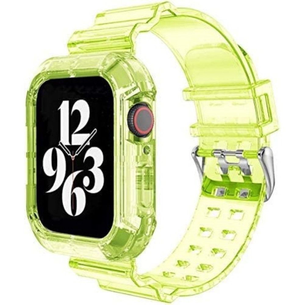 Mobilite Apple Watch 9 8 7 6 5 4 Se Uyumlu 42-44-45 MM Ebatlar İçin Transparan Tank Kordon Kasa - Sarı Giyilebilir Teknoloji Aksesuarları Fiyatı