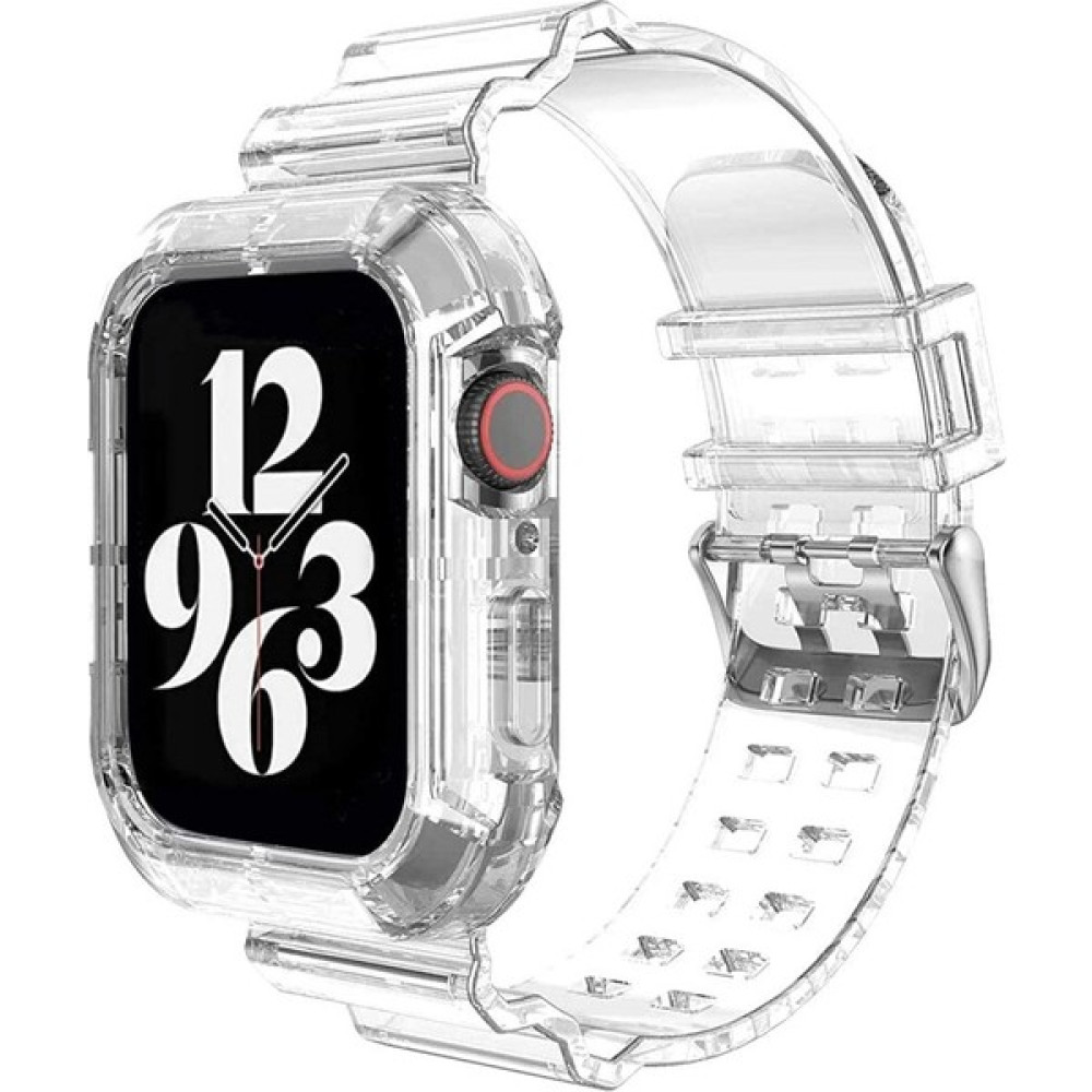 Mobilite Apple Watch 9 8 7 6 5 4 Se Uyumlu 42-44-45 MM Ebatlar İçin Transparan Tank Kordon Kasa - Şeffaf Giyilebilir Teknoloji Aksesuarları Fiyatı
