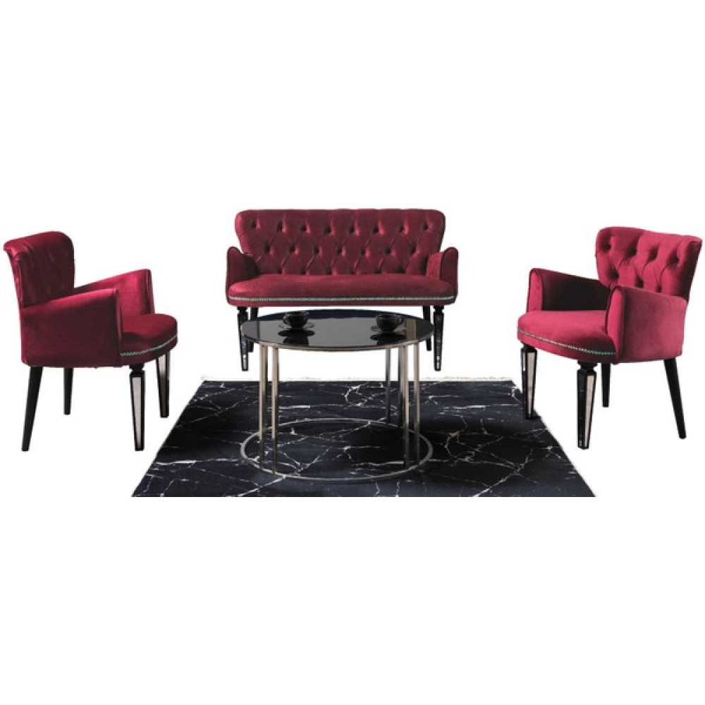 Mobilya Bazarı Belinda Bordo 2+1+1 Çay Seti (Balkon, Salon, Cafe, Ofis) Koltuk Takımı / Seti Fiyatı