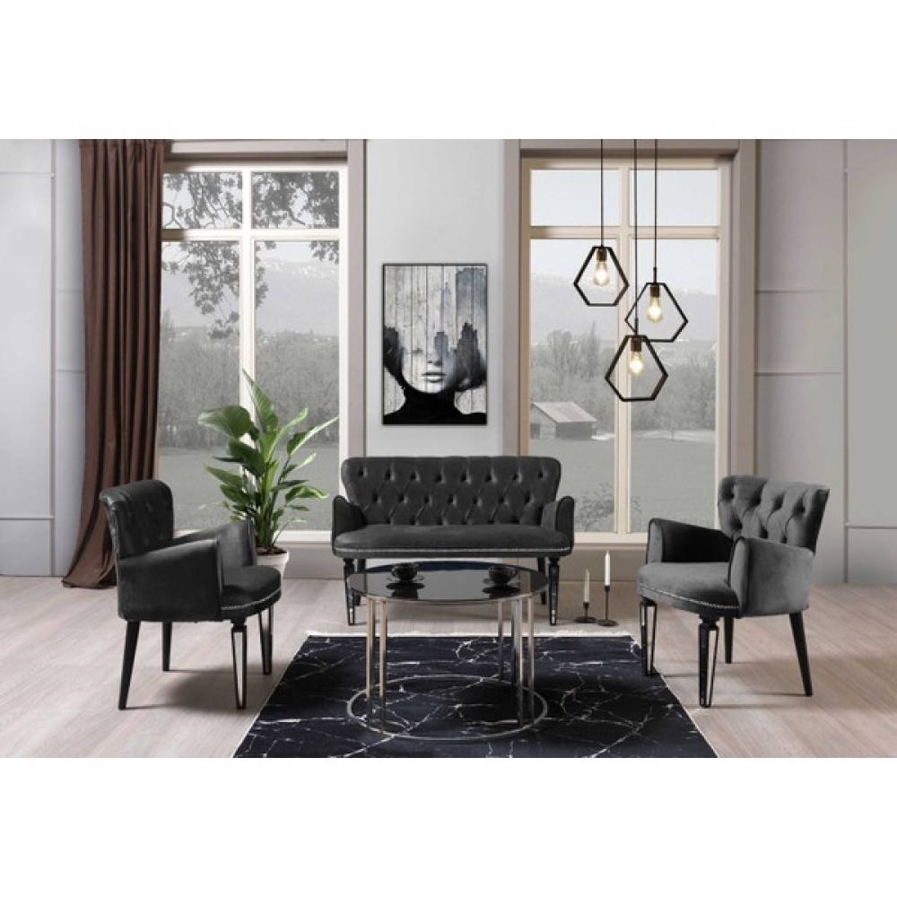 Mobilya Bazarı Belinda Gri 2+1+1 Çay Seti (Balkon, Salon, Cafe, Ofis) Koltuk Takımı / Seti Fiyatı