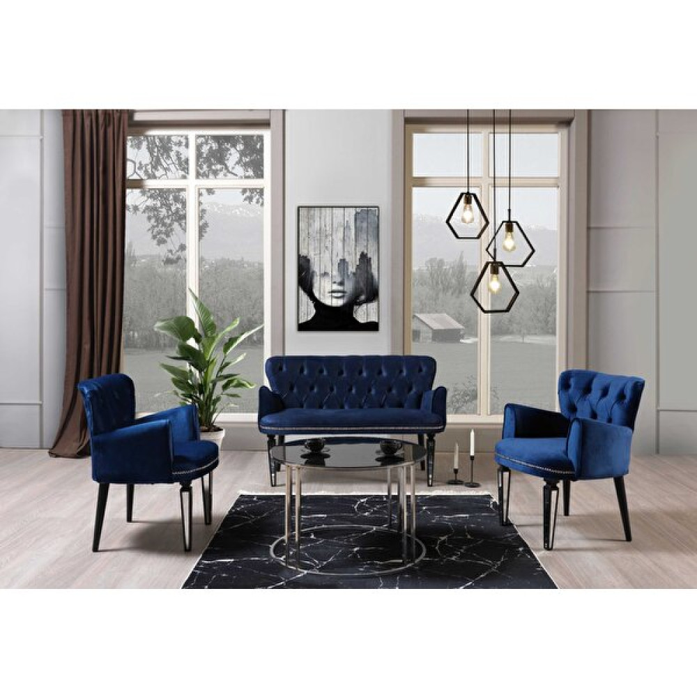 Mobilya Bazarı Belinda Mavi 2+1+1 Çay Seti, Koltuk Takımı (Balkon, Salon, Cafe, Ofis) Koltuk Takımı / Seti Fiyatı