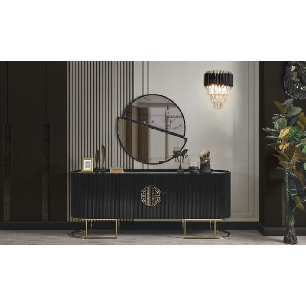 Mobilya Bazarı Guccix Yemek Odası Konsol - 205 x 48 x 84 cm - Siyah - Gold Konsol Mobilya Fiyatı