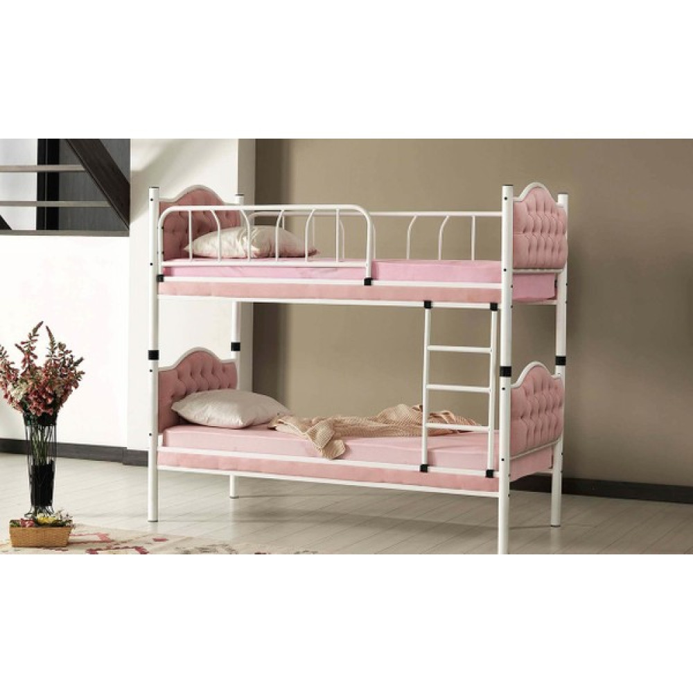 Mobilya Bazarı Melisa Metal Ahşap Tek Kişilik Ranza - 90 x 190 cm - Pembe Ranza Fiyatı