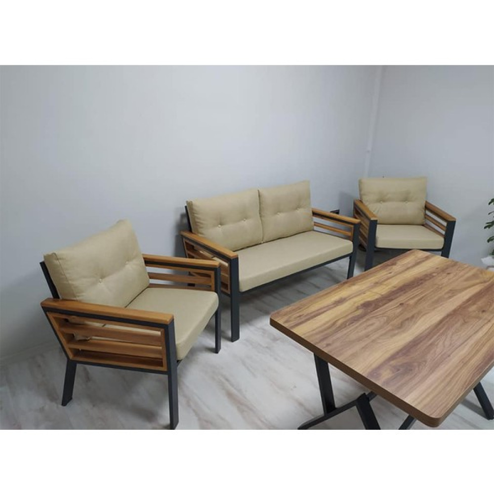 Mobilya Bazarı Papatya Bahçe Mobilyası (Salon, Balkon, Cafe Ofis) 2+1+1 - Bej Bahçe Mobilyası Takımı Fiyatı