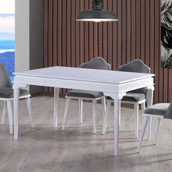 Mobilya Dükkanım HDR122 Beyaz Masa Sandalye Takımı