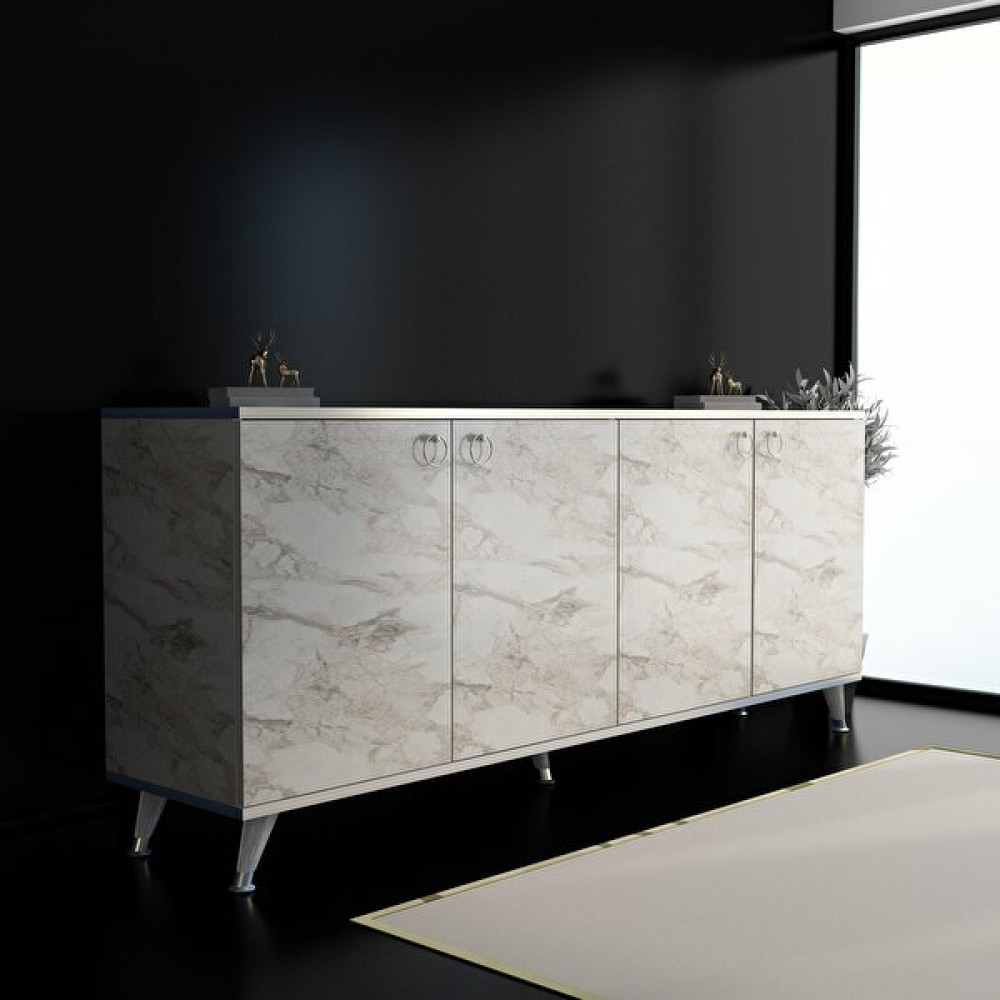 Mobilya Gezegeni Karen Konsol K20 Efes Mermer - Gümüş 160 cm - 40 x 40 cm - Renkli Konsol Mobilya Fiyatı