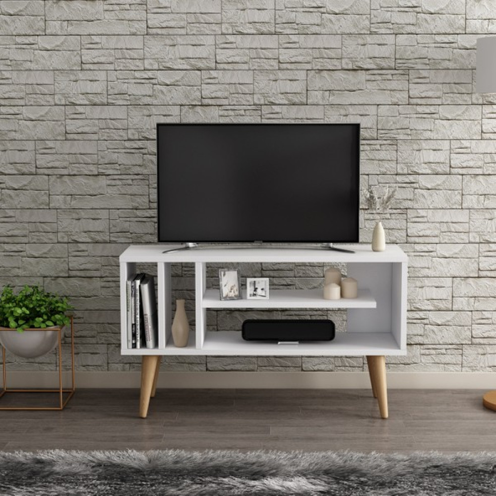 Mobilya Gezegeni Misy Tv Ünitesi - Beyaz/ahşap Ayak - 90 cm - Ahşap - Beyaz Tv Ünitesi / Sehpası Fiyatı