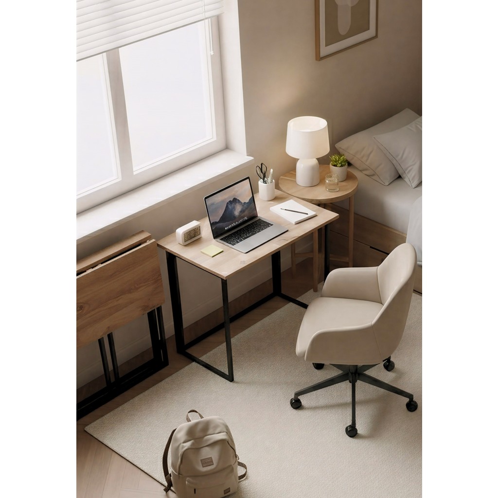 Mobilya Pratik Farden Katlanabilir Pratik Çalışma Masası Bilgisayar Masası Ofis Ders Yemek Masası 80x45cm - 80 x 45 x 74 cm - Ahşap Bilgisayar Masası Fiyatı