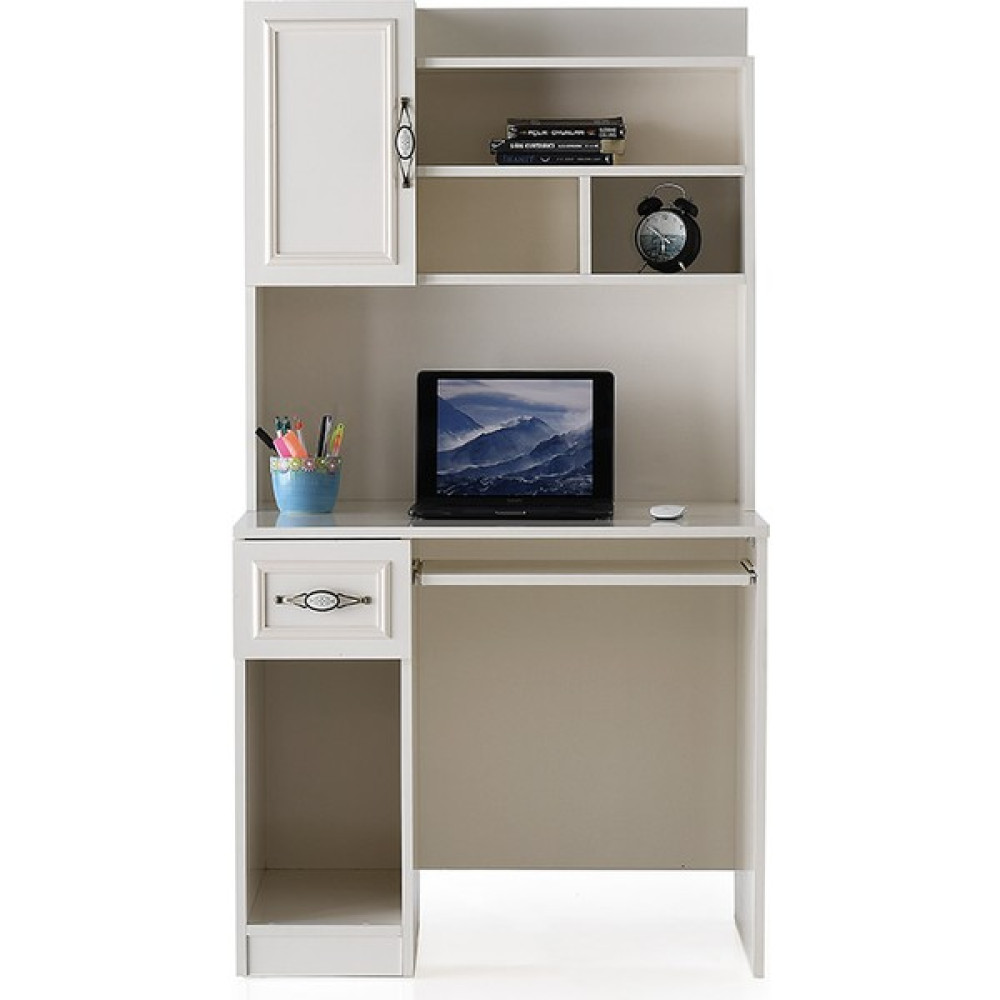 Mobilya Sarayı Modern Çekmeceli Kitaplıklı Çalışma Masası - Y: 166 cm D: 60 cm G: 90 cm - Beyaz Çalışma Masası Fiyatı