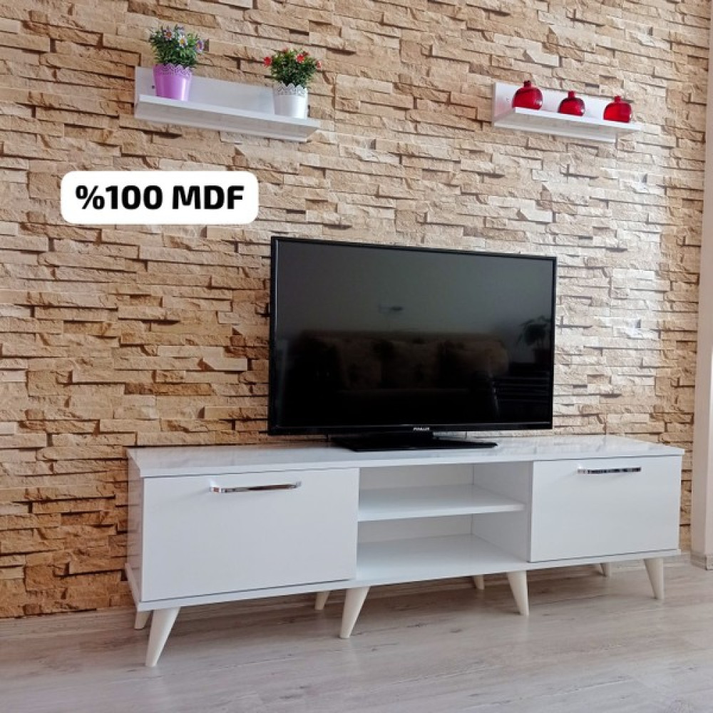 Mobilya Sepeti ( Ms 80 ) Mdf Tv Ünitesi Dolabı,raflı,beyaz Tv Ünitesi / Sehpası Fiyatı
