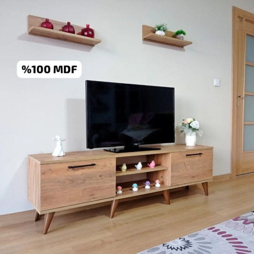 Mobilya Sepeti ( Ms 85 ) Mdf Tv Ünitesi Dolabı Raflı Ceviz Tv Ünitesi / Sehpası Fiyatı