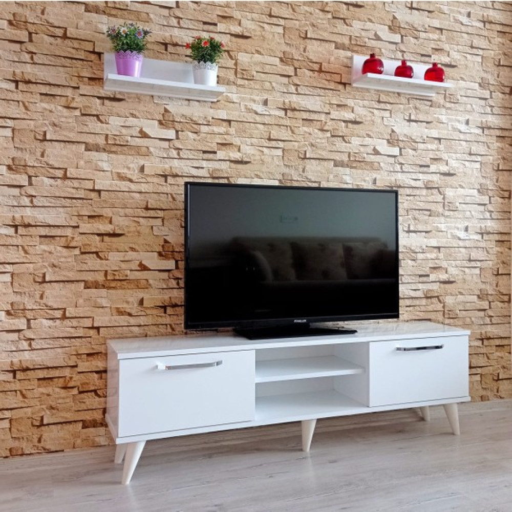 Mobilya Sepeti (MS10)DUVAR Raflı Tv Sehbası,tv Ünitesi ,beyaz - Beyaz Tv Ünitesi / Sehpası Fiyatı