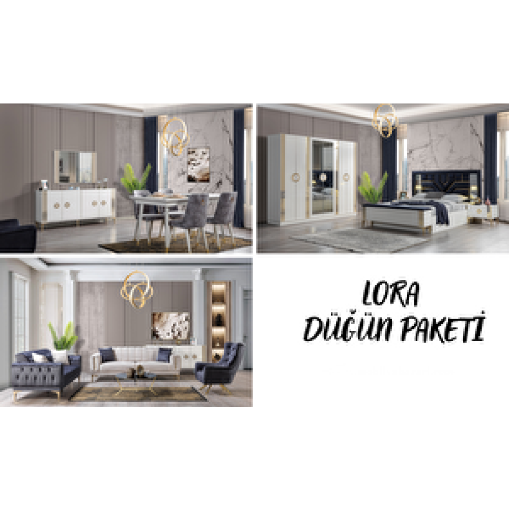 Mobilyabazari Lora Düğün Paketi Karyola - Baza & Başlık Fiyatı