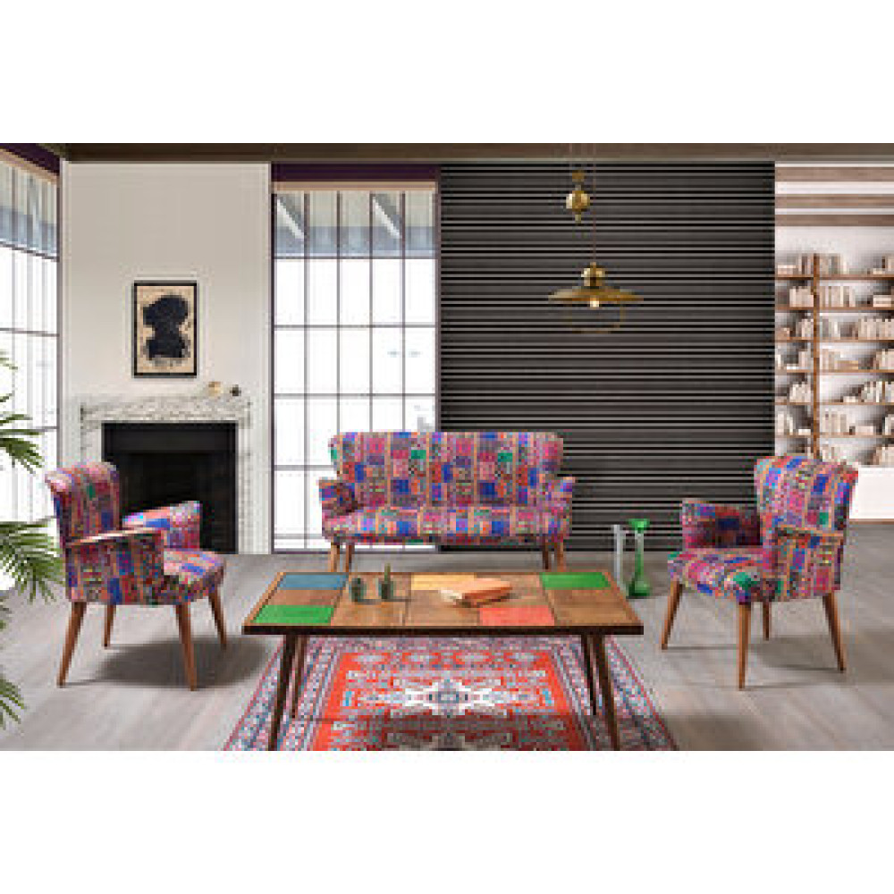 Mobilyabazari Mila Patchwork 2+1+1 Çay Seti (balkon, Salon, Ofis, Cafe) Koltuk Takımı / Seti Fiyatı
