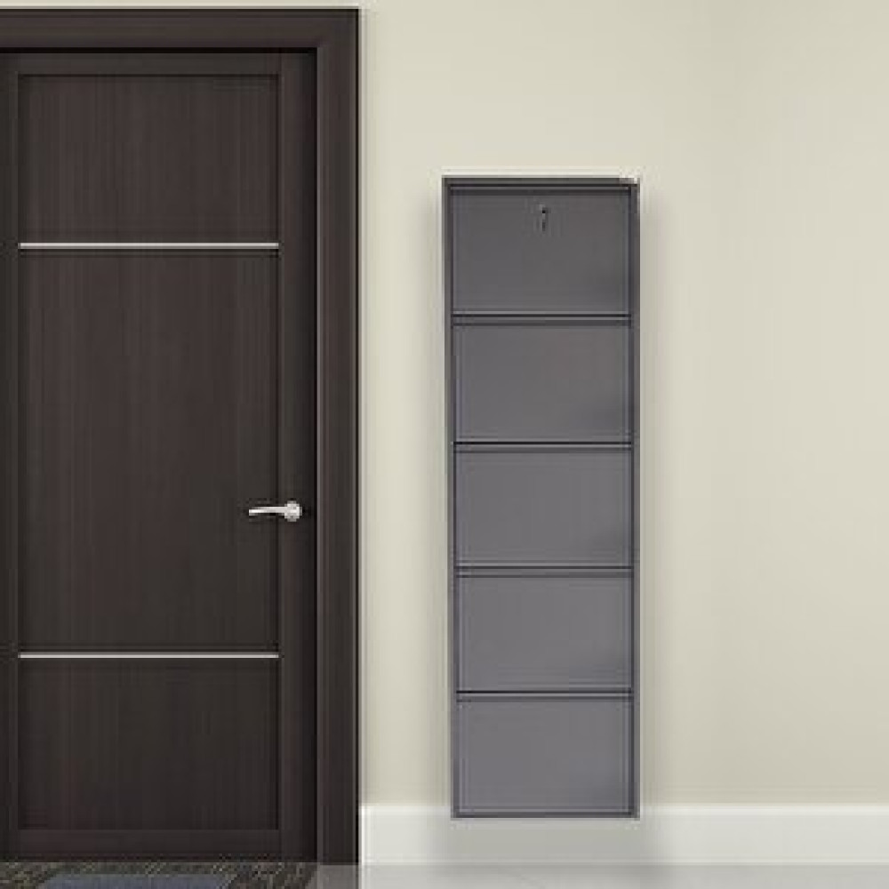 Mobilyapratik Antrasit Kilitli Metal Ayakkabılık Mac5 - 5 Kapaklı - 50x15x169 H 5 Kapaklı Ayakkabı Saklama Kutusu Fiyatı