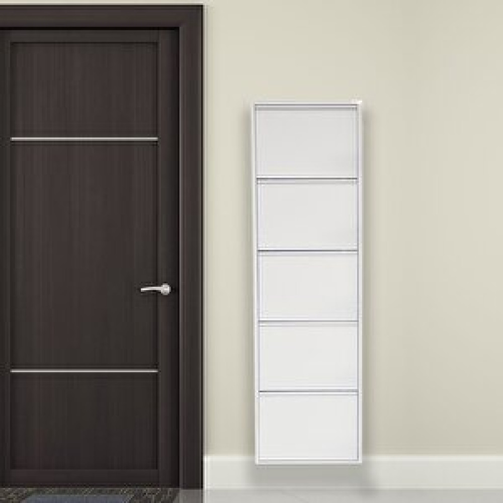 Mobilyapratik Beyaz Metal Ayakkabılık Mac5 - 5 Kapaklı - 50x15x169 H 5 Kapaklı Ayakkabı Saklama Kutusu Fiyatı