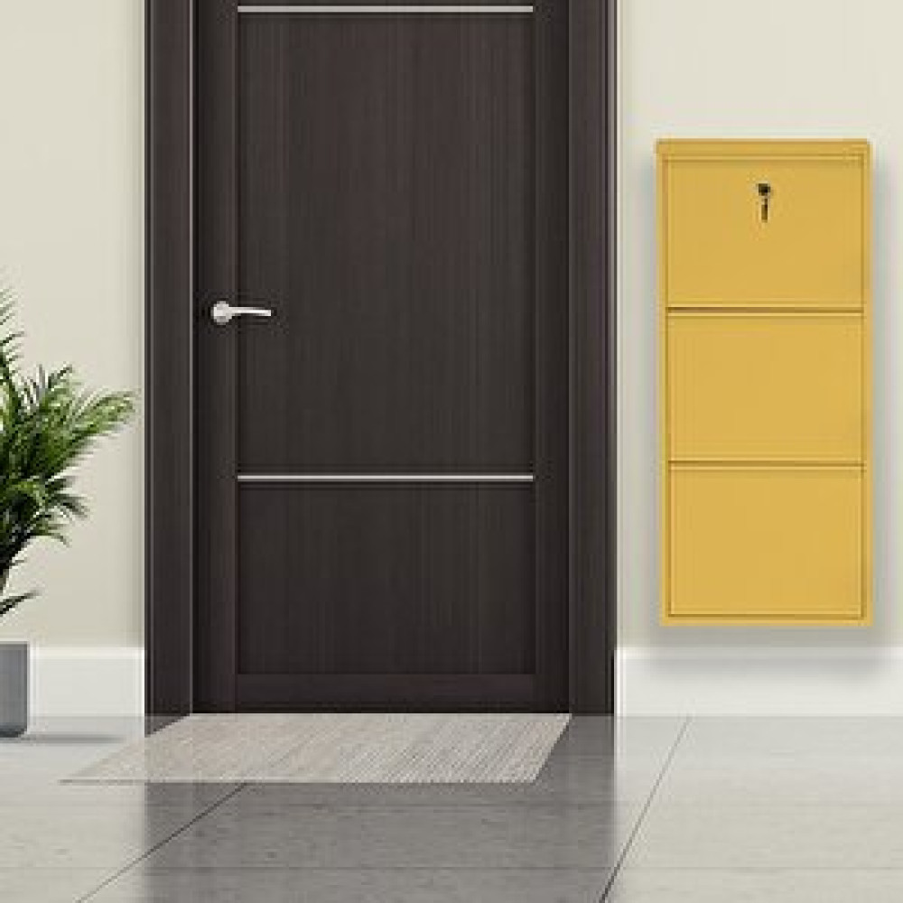 Mobilyapratik Sarı Kilitli Metal Ayakkabılık Mac3 - 3 Kapaklı - 50x15x103 H 3 Kapaklı Ayakkabı Saklama Kutusu Fiyatı