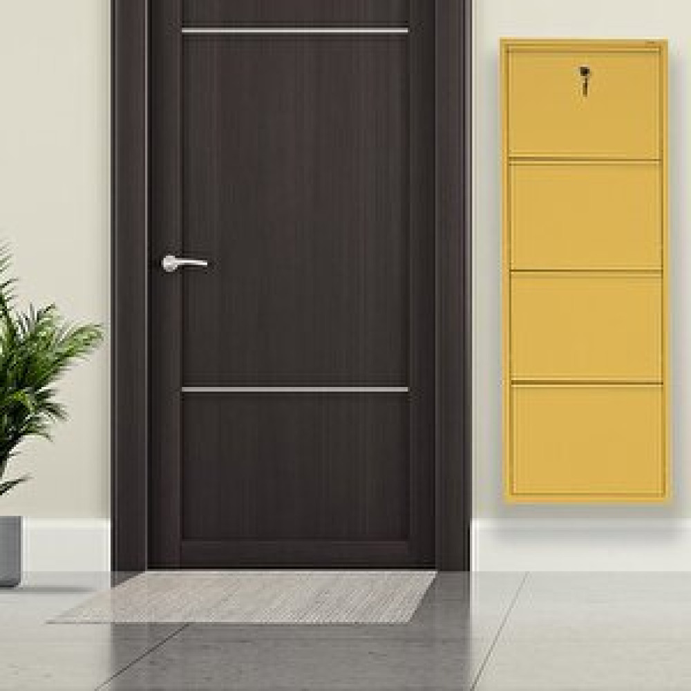 Mobilyapratik Sarı Kilitli Metal Ayakkabılık Mac4 - 4 Kapaklı - 50x15x136 H 4 Kapaklı Ayakkabı Saklama Kutusu Fiyatı