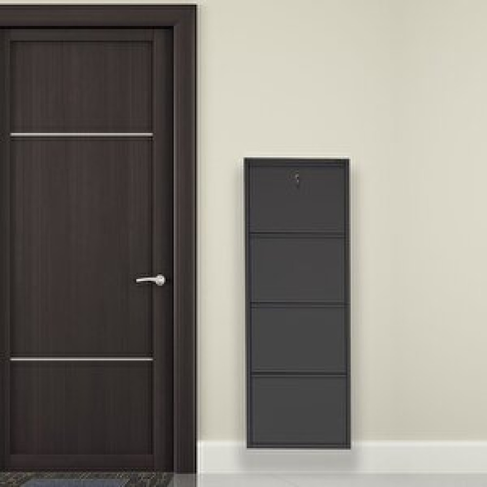 Mobilyapratik Siyah Kilitli Metal Ayakkabılık Mac4 - 4 Kapaklı - 50x15x136 H 4 Kapaklı Ayakkabı Saklama Kutusu Fiyatı