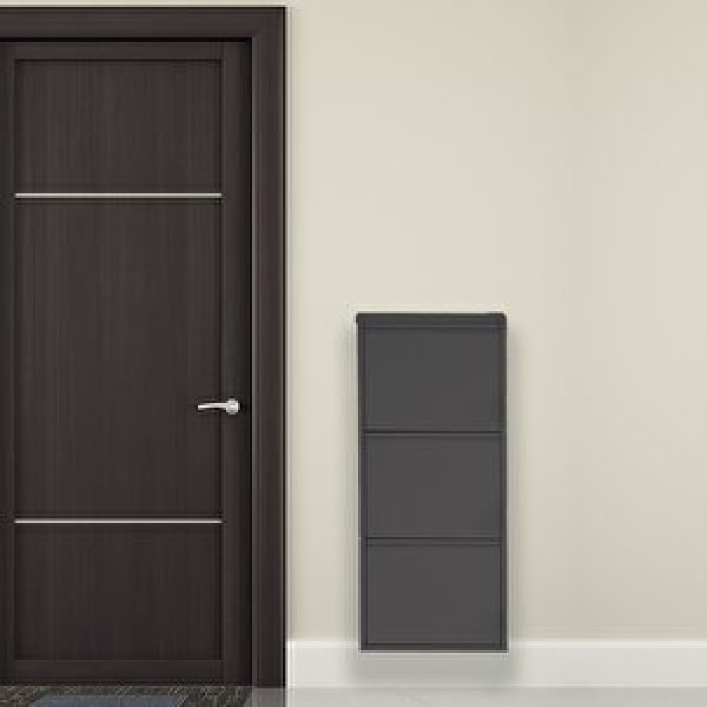 Mobilyapratik Siyah Metal Ayakkabılık Mac3 - 3 Kapaklı - 50x15x103 H 3 Kapaklı Ayakkabı Saklama Kutusu Fiyatı