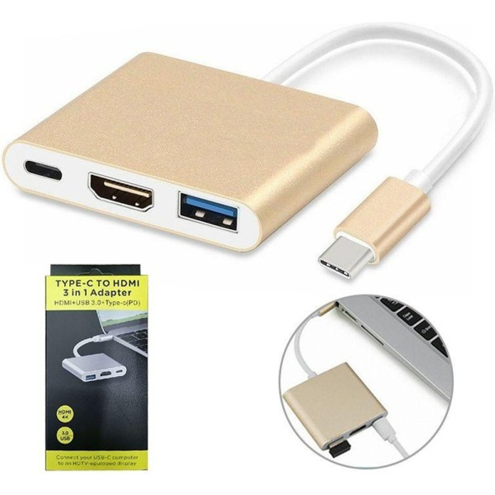 Mobio 3in1 Type-C To Hdmı Hub Port Adaptör Pd USB 3.0 4K Hdmı Çıkışlı Uyumlu Cep Telefonu Şarj Cihazı Fiyatı