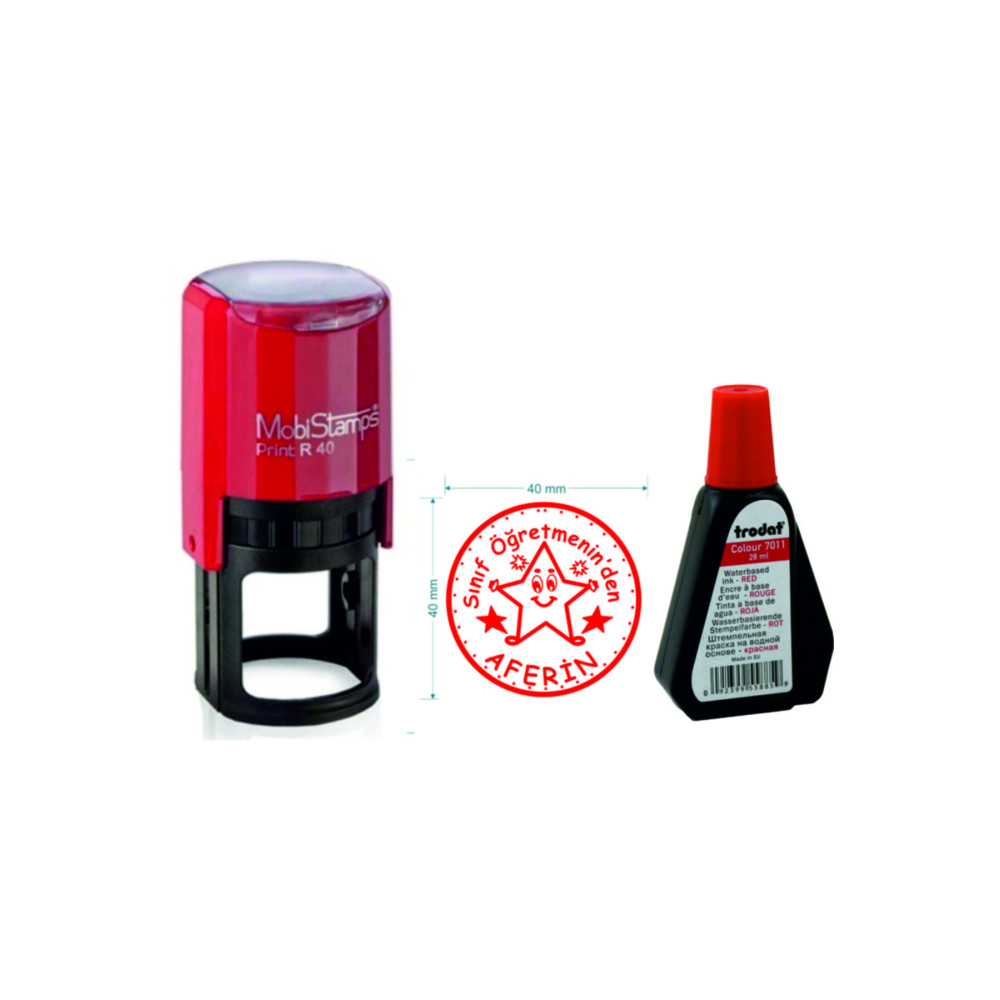 Mobistamps Öğretmen Kaşesi Yuvarlak Aferin Kaşesi + Trodat 7011 Mürekkep Kaşe & Istampa Fiyatı
