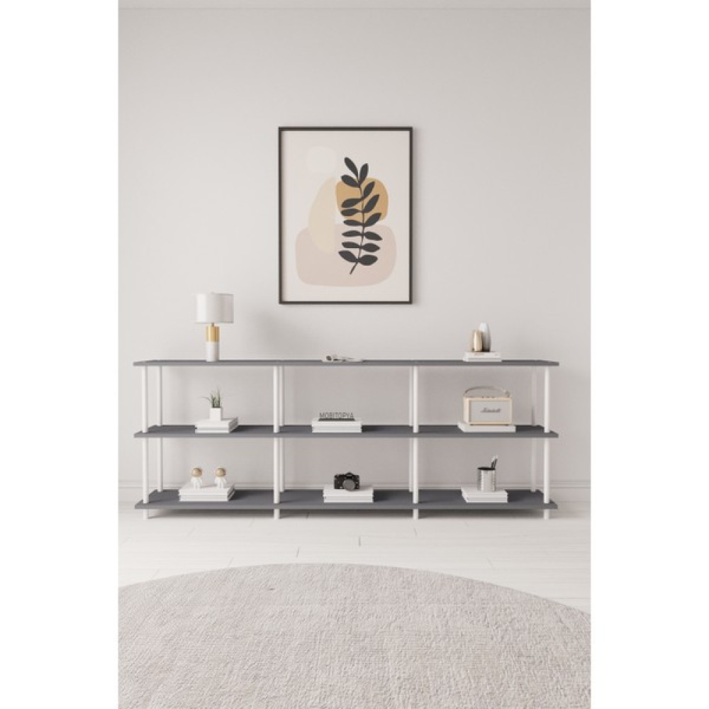 Mobitopya Çevir Kur 200 cm Raflı Konsol Antrasit Bd - 200x74x29 Konsol Mobilya Fiyatı