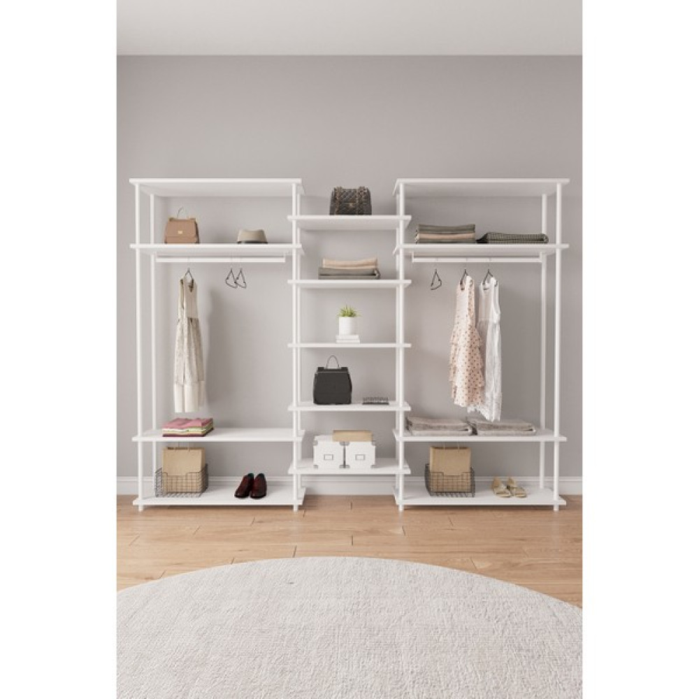 Mobitopya Çevir Kur Elbise Dolabı 230 cm - Beyaz Gardrop & Dolap Fiyatı
